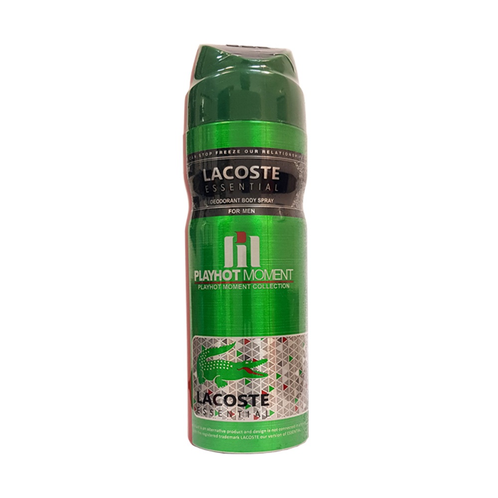 اسپری خوشبو کننده بدن مردانه پلی هات مومنت مدل Lacoste Essential حجم 200 میلی لیتر