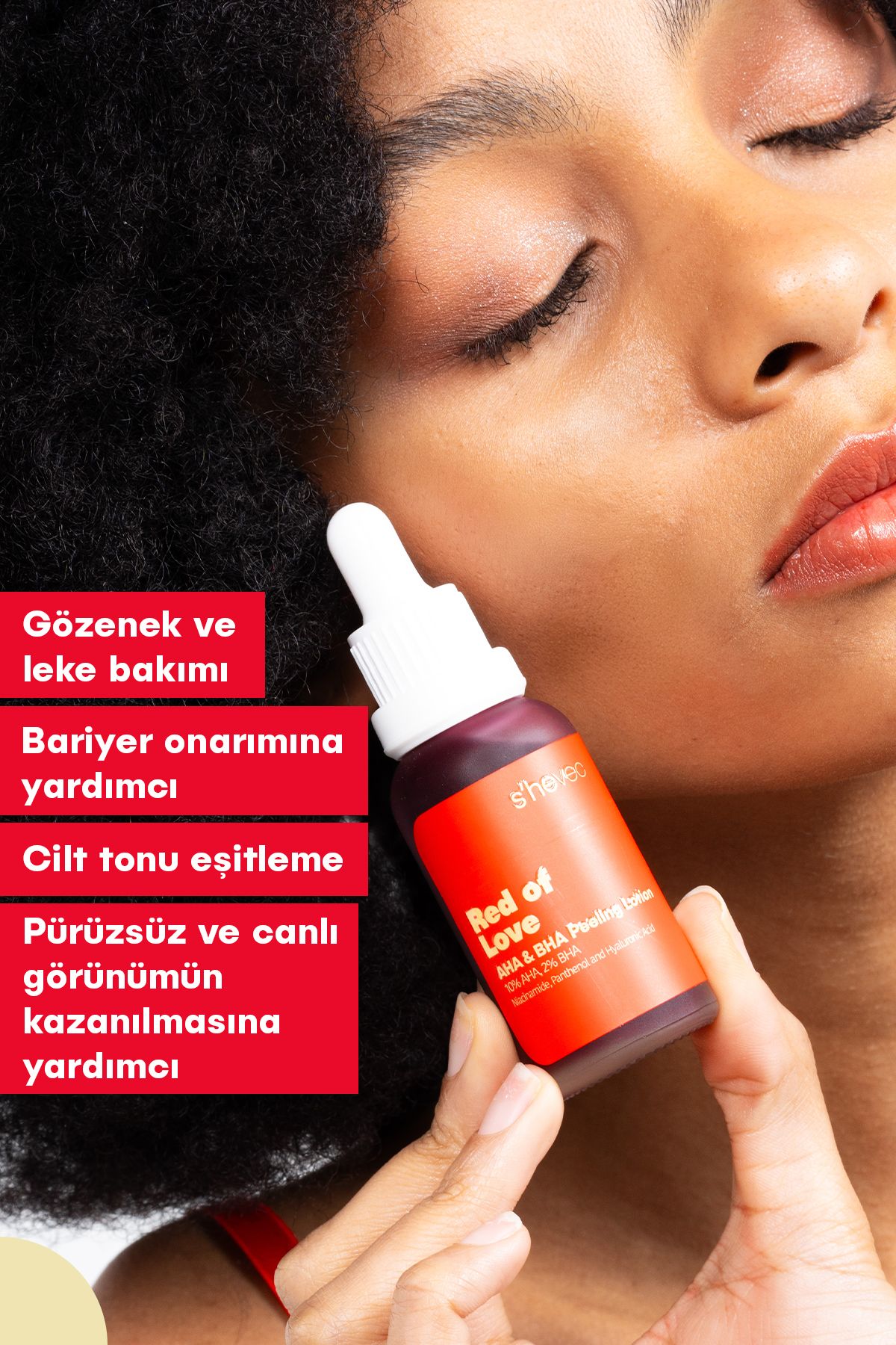 سرم پوست %AHA10 و%BHA 2 شی وک RED OF LOVE (لوسیون لایه بردار احیا کننده پوست) - تصویر 4