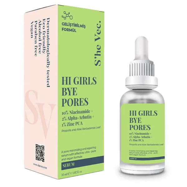 سرم ضد جوش و لک She Vec شی وک نیاسینامید آلفا آربوتین زینک She Vec Hi Girls Bye Pores – Niacinamide + Zinc PCA 30 ml