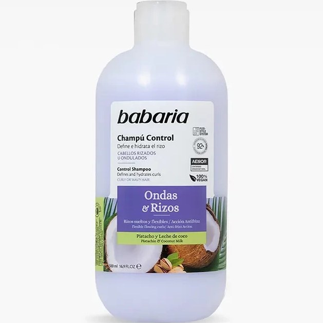 شامپو آبرسان عمیق مو باباریا babaria مدل Only Curls مناسب موهای فر و مجعد حجم 500 میل