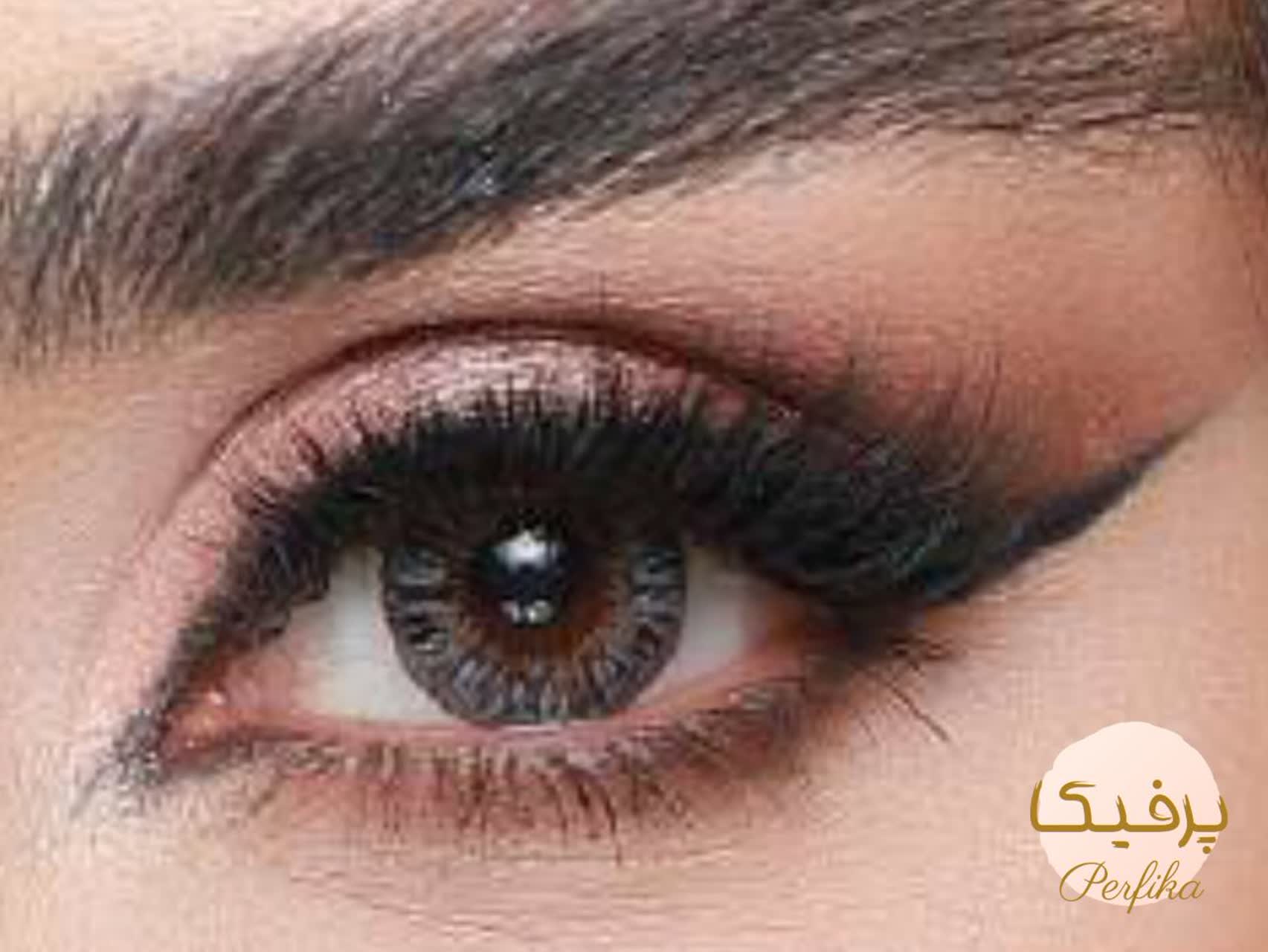 لنز چشم بیوتی شماره 11 کد مدل HJ310 رنگ طوسی عسلی روشن رگه دار